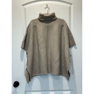 Adrienne Vittadini Wool Yak Blend Tan Turtleneck Poncho Size Medium
